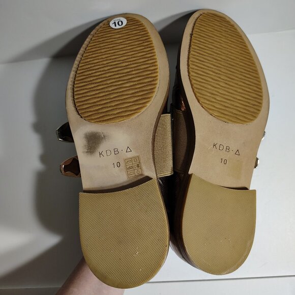 Anthropologie Kelsey Dagger Brooklyn Copper Foiled Buckle Loafers Metallic SZ 10 - Picture 13 of 13